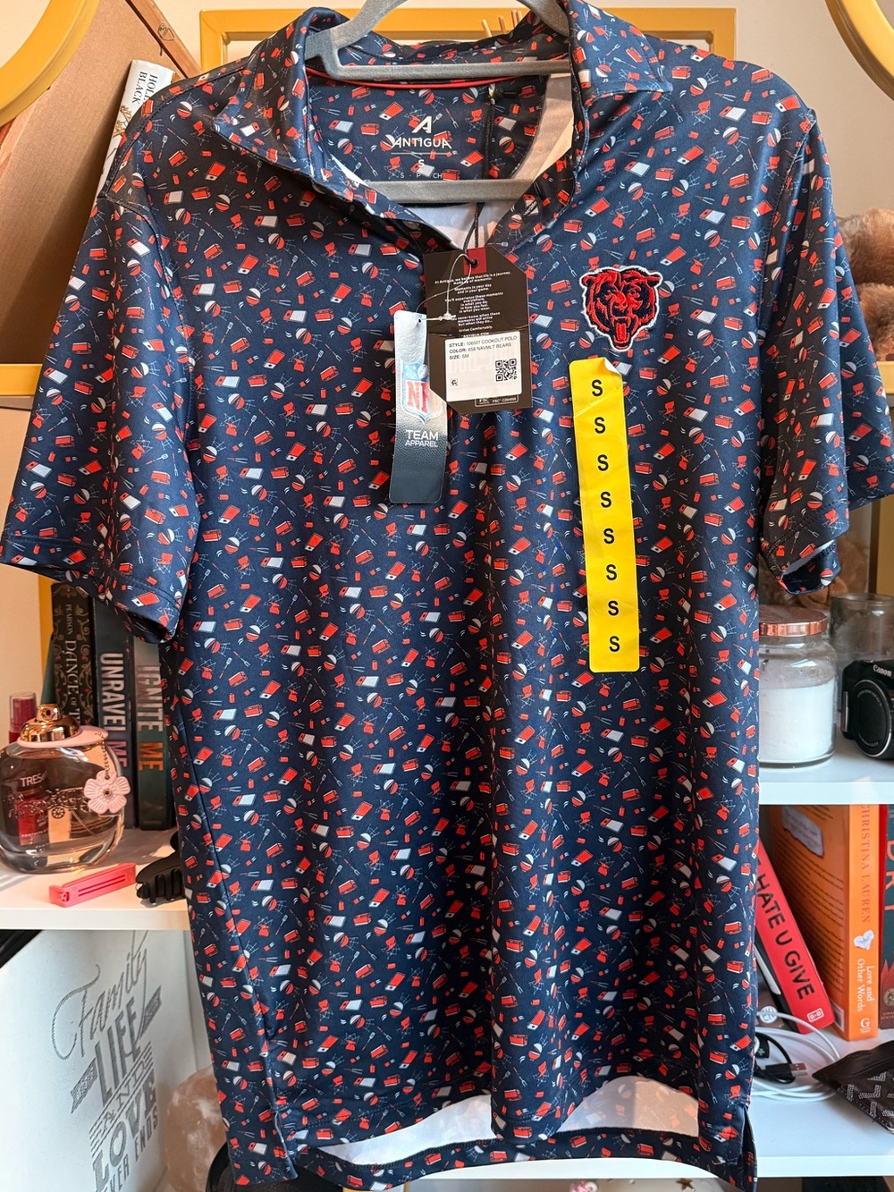 Chicago Bears,Antigua Men’s Navy Chicago Bears Short-Sleeve Polo